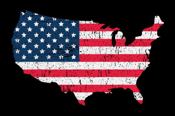 Distressed USA Vintage Flag Map Design: A Graphic Asset for Patriotic Projects