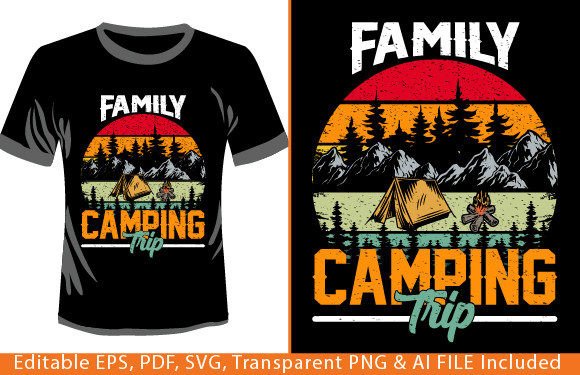 Family Camping Trip T-Shirt Design for Your POD Store