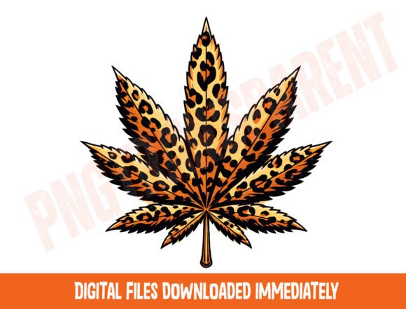 Unleash Your Wild Side: Leopard Print Cannabis Leaf PNG Design