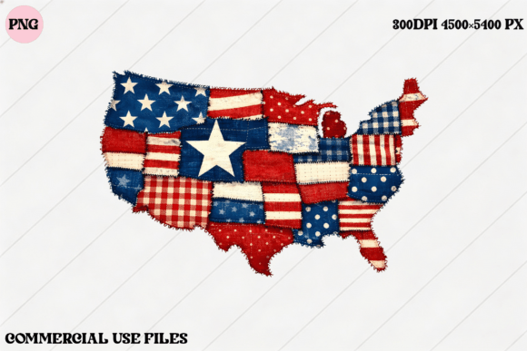 USA Flag Map Patchwork Graphic Design: A Modern Patriotic Statement